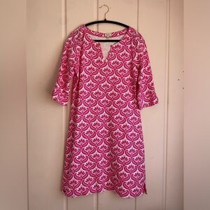 Hatley Pink and White Patterned Midi Dress